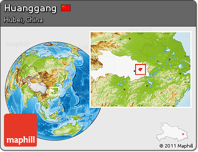 Physical Location Map of Huanggang, highlighted parent region