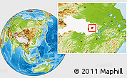 Physical Location Map of Huanggang, highlighted parent region
