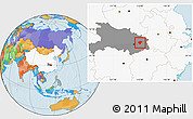 Political Location Map of Huanggang, highlighted country, highlighted parent region