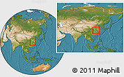 Satellite Location Map of Huanggang, within the entire country