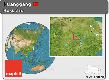 Satellite Location Map of Huanggang