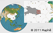 Satellite Location Map of Huanggang, highlighted country, highlighted parent region