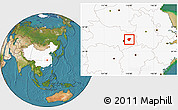Satellite Location Map of Huanggang, highlighted country