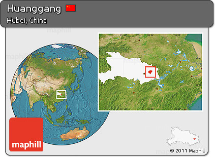 Satellite Location Map of Huanggang, highlighted parent region