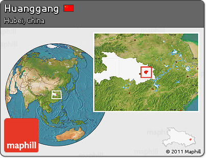 Satellite Location Map of Huanggang, highlighted parent region