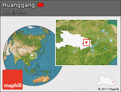 Satellite Location Map of Huanggang, highlighted parent region