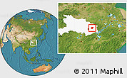 Satellite Location Map of Huanggang, highlighted parent region