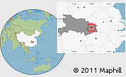 Savanna Style Location Map of Huanggang, highlighted country, highlighted parent region