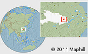 Savanna Style Location Map of Huanggang, highlighted parent region, hill shading