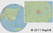 Savanna Style Location Map of Huanggang, hill shading