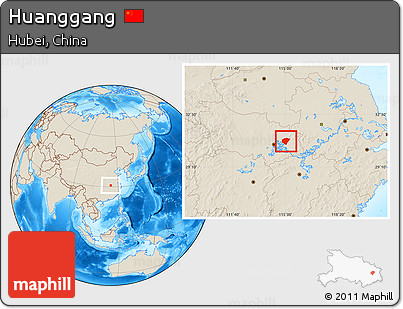 Shaded Relief Location Map of Huanggang