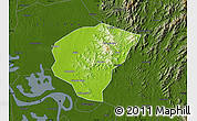 Physical Map of Huanggang, darken