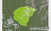 Physical Map of Huanggang, darken, semi-desaturated