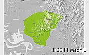 Physical Map of Huanggang, lighten, desaturated