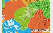 Physical Map of Huanggang, political outside