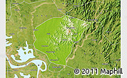 Physical Map of Huanggang, satellite outside