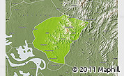 Physical Map of Huanggang, semi-desaturated