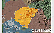 Political Map of Huanggang, darken, semi-desaturated