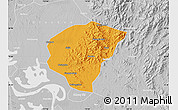 Political Map of Huanggang, lighten, desaturated