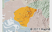 Political Map of Huanggang, lighten, semi-desaturated