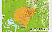 Political Map of Huanggang, physical outside