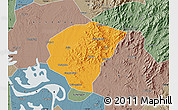 Political Map of Huanggang, semi-desaturated