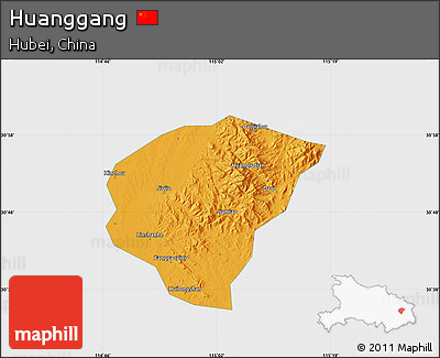 Political Map of Huanggang, single color outside
