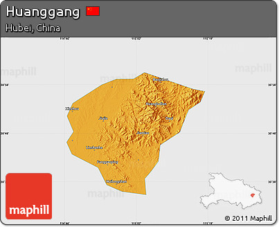 Political Map of Huanggang, single color outside