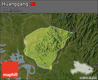 Satellite Map of Huanggang, darken