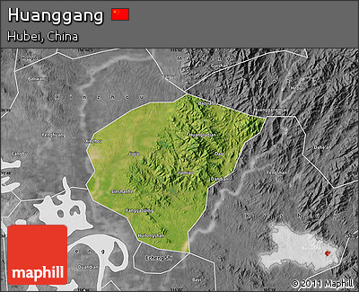 Satellite Map of Huanggang, desaturated