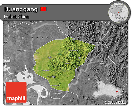Satellite Map of Huanggang, desaturated