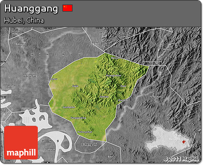 Satellite Map of Huanggang, desaturated