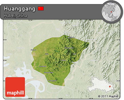 Satellite Map of Huanggang, lighten