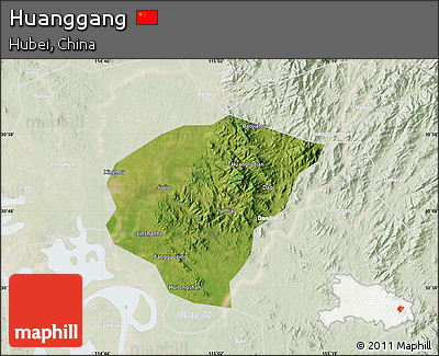Satellite Map of Huanggang, lighten