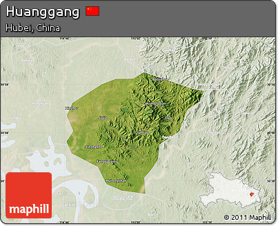 Satellite Map of Huanggang, lighten