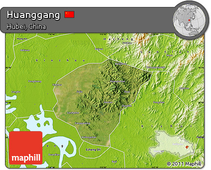 Satellite Map of Huanggang, physical outside