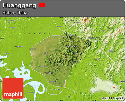 Satellite Map of Huanggang, physical outside
