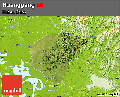 Satellite Map of Huanggang, physical outside