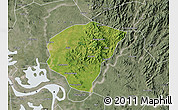 Satellite Map of Huanggang, semi-desaturated
