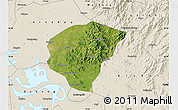 Satellite Map of Huanggang, shaded relief outside