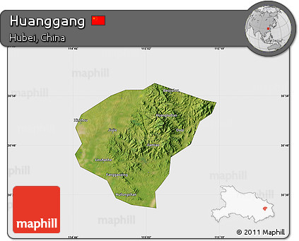 Satellite Map of Huanggang, single color outside