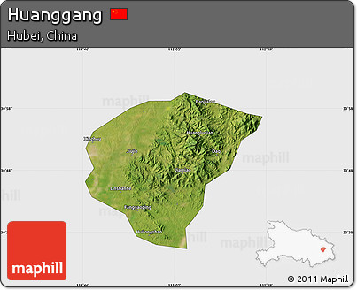 Satellite Map of Huanggang, single color outside