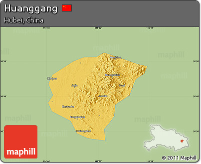 Savanna Style Map of Huanggang, single color outside