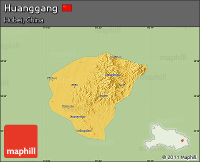 Savanna Style Map of Huanggang, single color outside