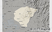 Shaded Relief Map of Huanggang, darken, semi-desaturated