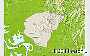 Shaded Relief Map of Huanggang, physical outside