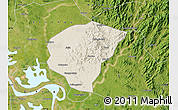 Shaded Relief Map of Huanggang, satellite outside