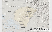 Shaded Relief Map of Huanggang, semi-desaturated
