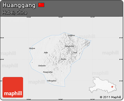 Silver Style Map of Huanggang, single color outside
