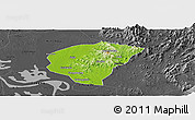 Physical Panoramic Map of Huanggang, darken, desaturated